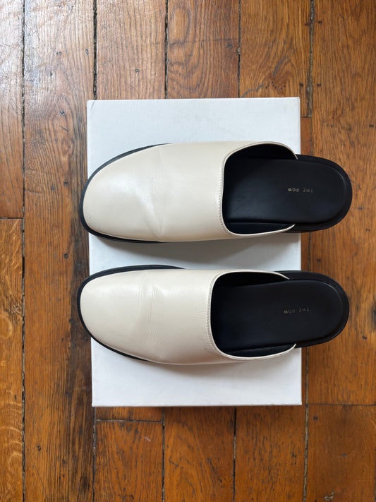 THE ROW white leather mules