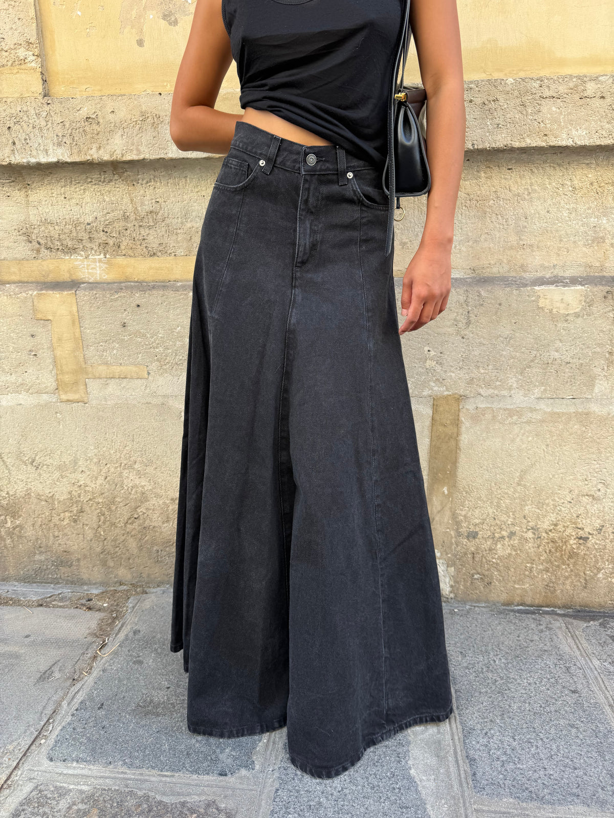 Long denim skirt